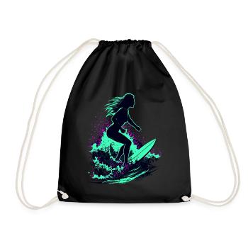 Stylish Surfer Surfing Surfer Surfer - Drawstring Bag - black - Front
