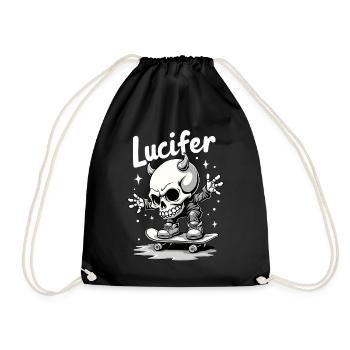Skater Skelett Lucifer Teuflisch cool unterwegs - Turnbeutel - Schwarz - Vorne