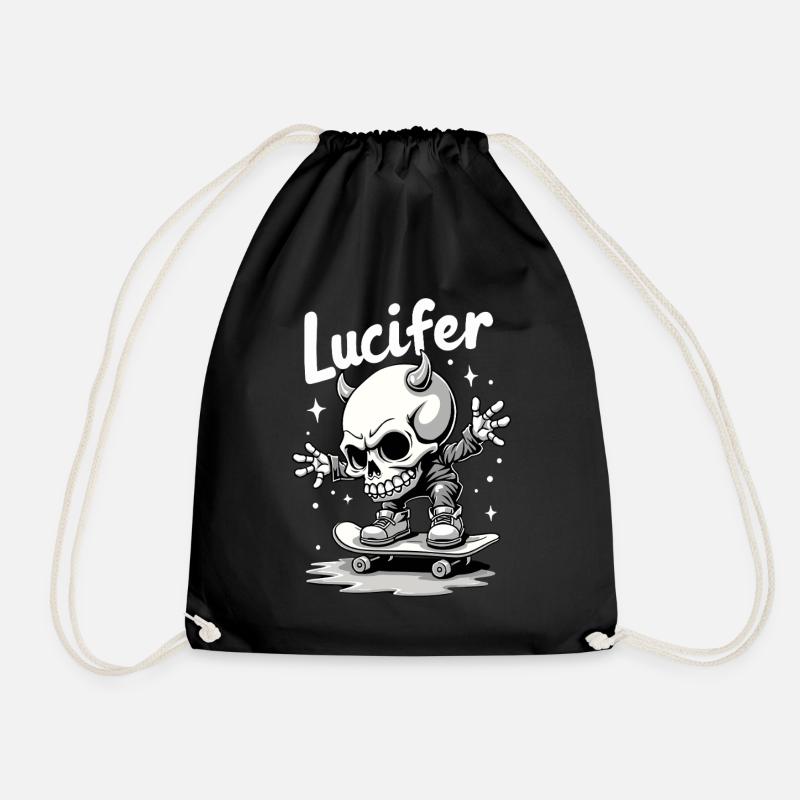 Skater Skelett Lucifer Teuflisch cool unterwegs - Turnbeutel - Schwarz