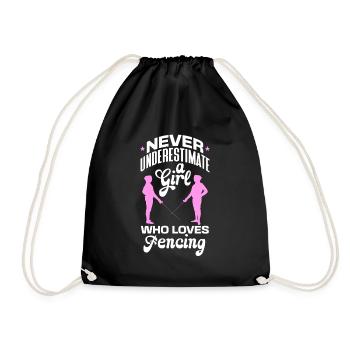 Fencing Sword Sabre Epee Fencing Gift - Drawstring Bag - black - Front