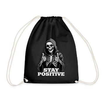 Stay Positive – Lustiger Sensenmann - Turnbeutel - Schwarz - Vorne