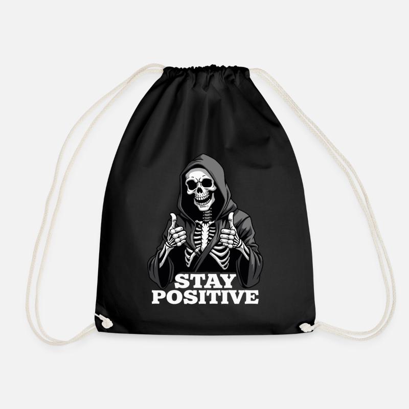 Stay Positive – Lustiger Sensenmann - Turnbeutel - Schwarz
