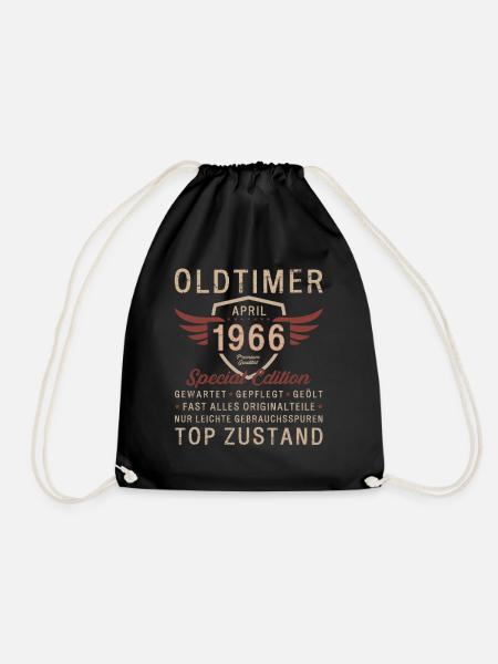 60. Geburtstag Oldtimer April Jahrgang 1966 - Turnbeutel - Schwarz