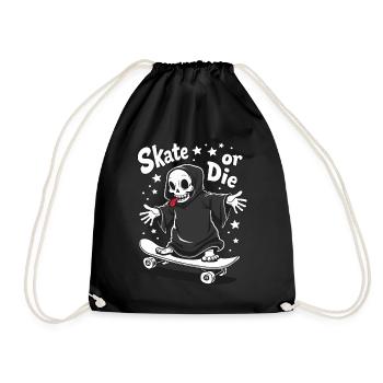 Skateboarding Sensenmann – Skate or Die - Turnbeutel - Schwarz - Vorne