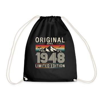 77th Birthday Original April Vintage 1948 - Drawstring Bag - black - Front