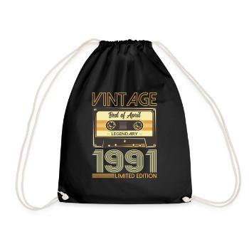 34ème anniversaire cassette cadeau mari avril 1991 - Sac de sport léger - noir - Devant