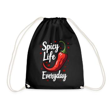 Spicy Life – Chili Vibes für jeden Tag - Turnbeutel - Schwarz - Vorne