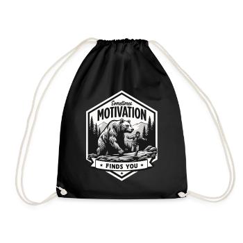 Motivation finds you – Bear Outdoor Adventure - Drawstring Bag - black - Front
