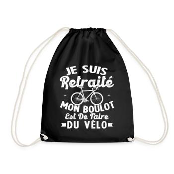 Retired my job is to ride a humorous bike - Drawstring Bag - black - Front