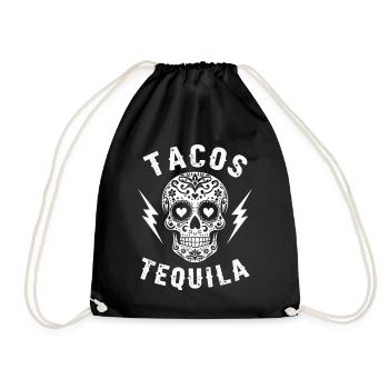 Tacos Tequila & Skull Vibes - Drawstring Bag - black - Front