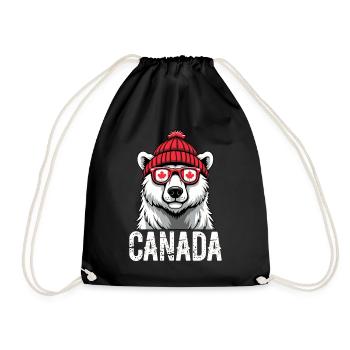 Ours du Canada avec chapeau et style érable - Sac de sport léger - noir - Devant