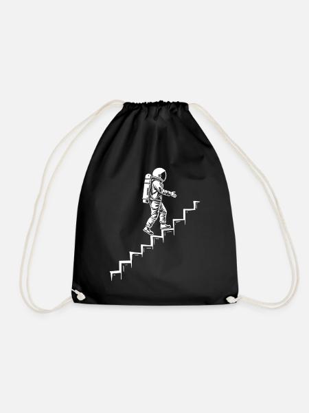 Astronaut auf der Treppe Weltraum-Style - Turnbeutel - Schwarz