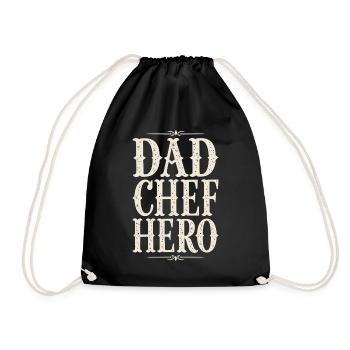 Dad Chef Hero – Papa Koch Held - Drawstring Bag - black - Front