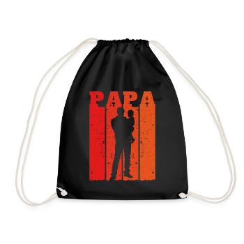 Retro Papa Silhouette – Vintage Style Vatertag - Turnbeutel - Schwarz - Vorne
