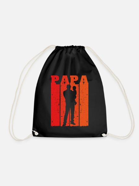 Retro Papa Silhouette – Vintage Style Vatertag - Turnbeutel - Schwarz