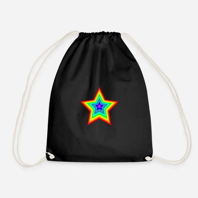 Rainbow Star - Drawstring Bag - black