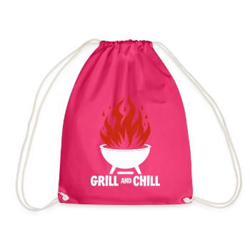 Grillen & Chillen Grill-Logo Grill and Chill - Drawstring Bag - fuchsia - Front