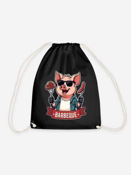 Cooles Lustiges Grill Schwein BBQ - Turnbeutel - Schwarz