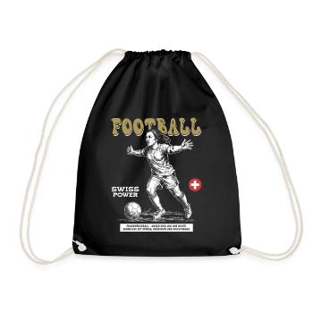 Schweiz Fußballerin Shirt: Tor mit Übersicht - Turnbeutel - Schwarz - Vorne