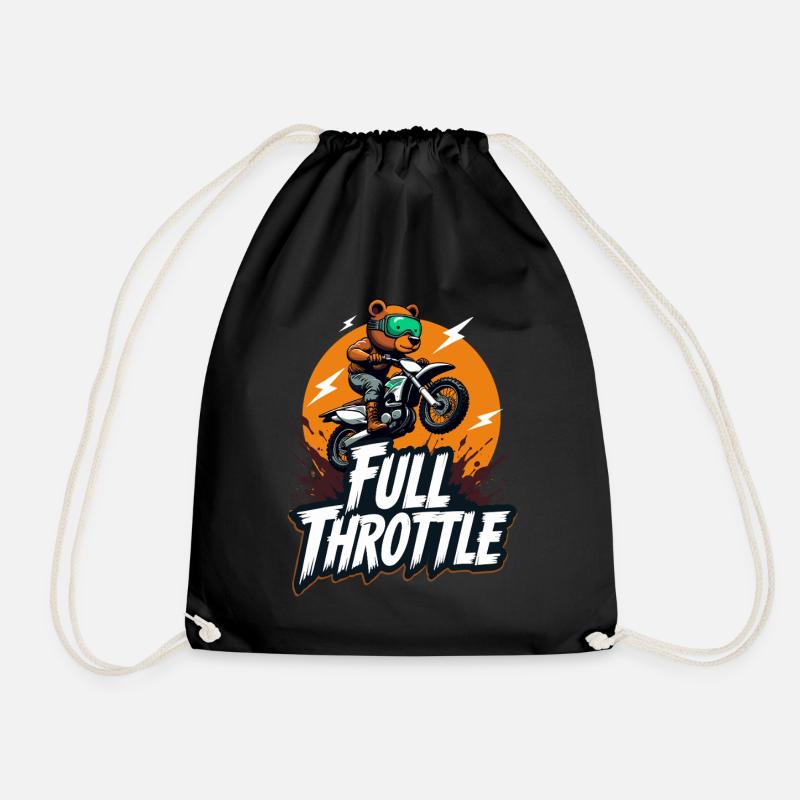 Full Throttle Bär Motocross Motorrad - Turnbeutel - Schwarz