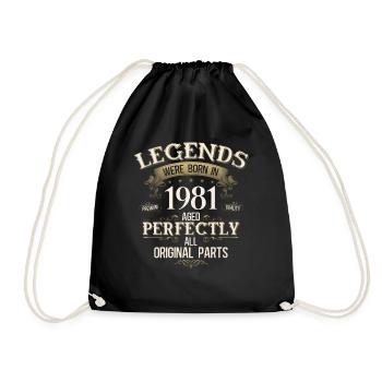 44th Birthday Original Vintage 1981 - Drawstring Bag - black - Front