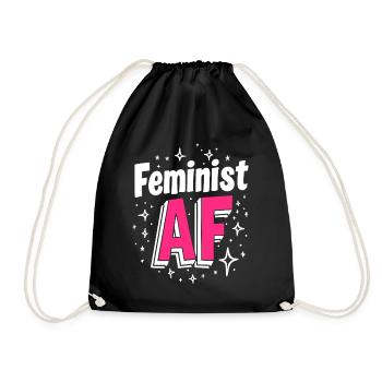 Feminist AF Statement Saying Sayings - Drawstring Bag - black - Front