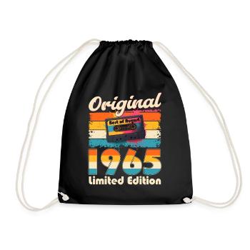 60th Birthday Cassette August 1965 - Drawstring Bag - black - Front