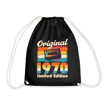 55th Birthday Original August 1970 - Drawstring Bag - black - Front