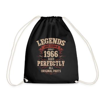 60th Birthday Legend August Born in 1966 - Drawstring Bag - black - Front