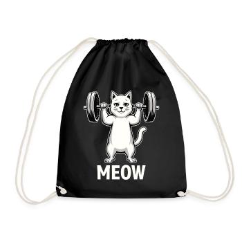 "Meow" - Starke Katze beim Workout - Turnbeutel - Schwarz - Vorne