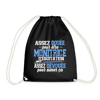 Monitrice d'équitation Métier Cheval Equestre - Sac de sport léger - noir - Devant
