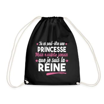 Princesse Reine Femme Fille Cadeau Couple Humour - Sac de sport léger - noir - Devant