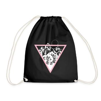 Triangle with mountains and birds - Drawstring Bag - black - Front