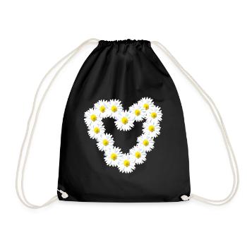 Heart Daisy Daisy Warm - Drawstring Bag - black - Front