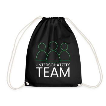 unterschätztes Team - Turnbeutel - Schwarz - Vorne