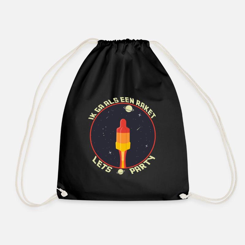 I'm going like a rocket planet - Drawstring Bag - black