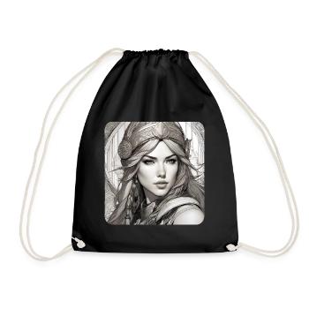 Fantasy Anime Fille Viking Germanique Trigues Moyen Âge - Sac de sport léger - noir - Devant