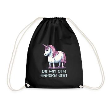 Die mit dem Einhorn geht - Turnbeutel - Schwarz - Vorne