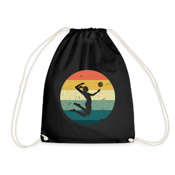 Beach volleyball retro - Drawstring Bag - black - Front