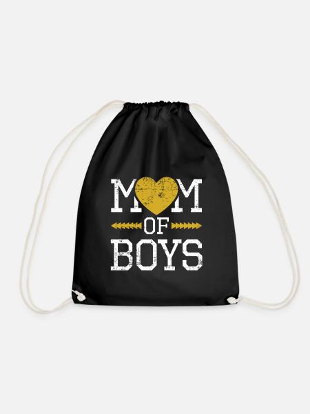 Mom of boys - Drawstring Bag - black