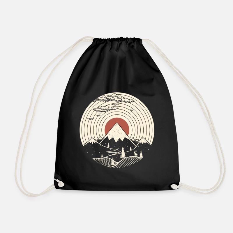 MTN LP Vinyl Mountain Graphic - Drawstring Bag - black