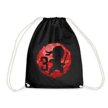 Ninja 3ème anniversaire Garçon 3 ans Enfants - Sac de sport léger - noir - Devant