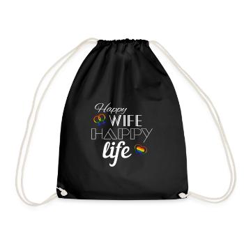 Happy Wife Happy Life LGBT Lesbian Gay Pride - Sac de sport léger - noir - Devant