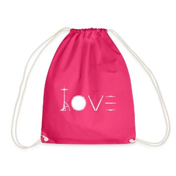 Drums Heartbeat Funny Drummer - Drawstring Bag - fuchsia - Front