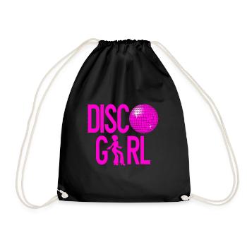 Disco Girl Celebrating Pink Party Disco Ball - Drawstring Bag - black - Front