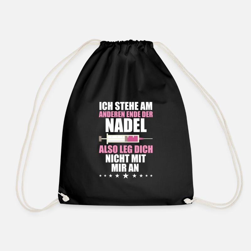 Krankenschwester Nadel Lustiges Spruch Shirt - Turnbeutel - Schwarz
