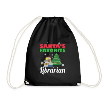 Santa's favorite librarian Christmas costume Lu - Drawstring Bag - black - Front