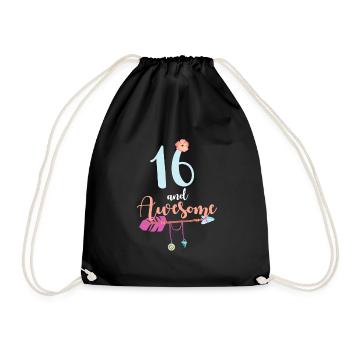 Teenager 16 years 2005 16th birthday girl woman - Drawstring Bag - black - Front