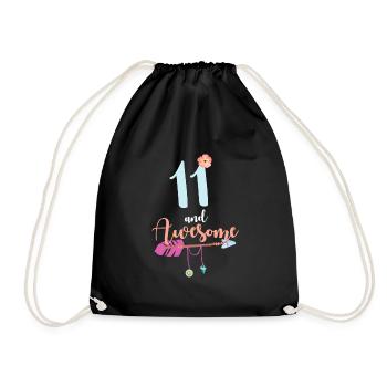 Teenager 11 years 2010 11th birthday girl woman - Drawstring Bag - black - Front