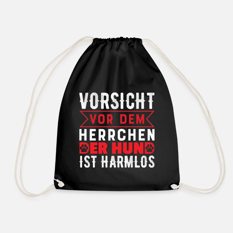 Vorsicht vor dem Herrchen der Hund ist harmlos - Turnbeutel - Schwarz